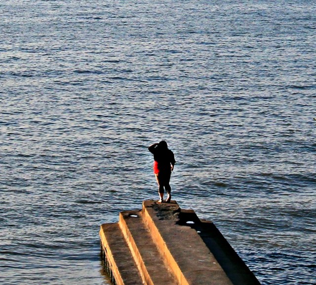 century park woman on pier