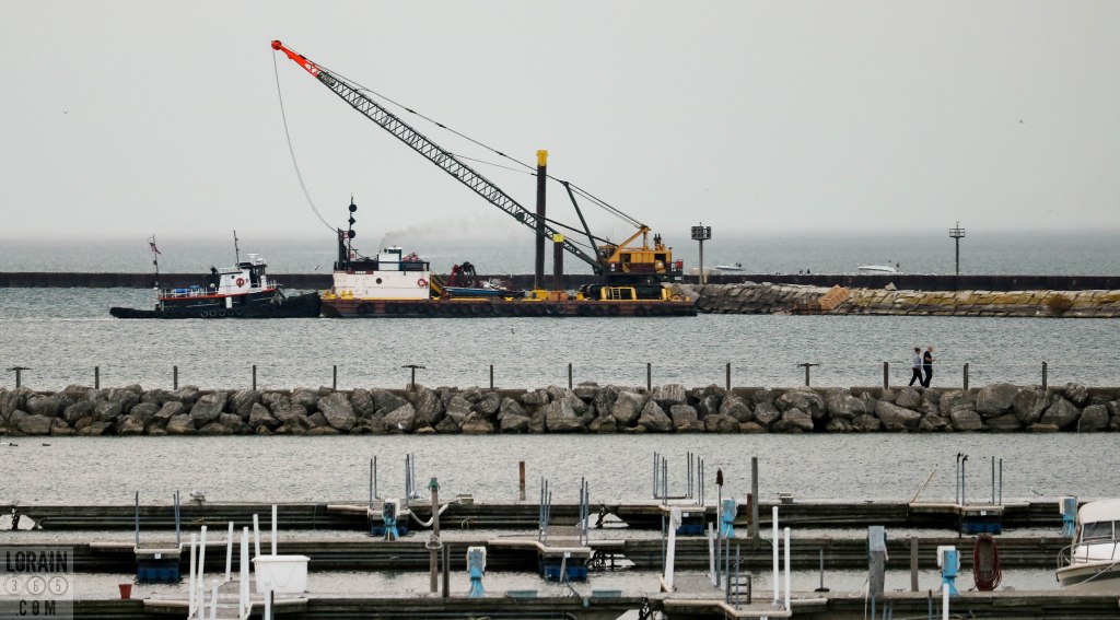 working on the breakwall